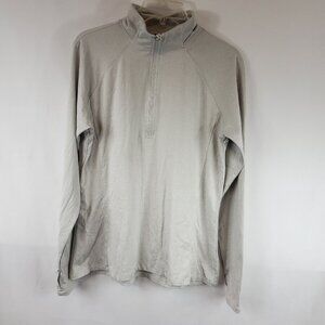 Jockey Light Grey Womens Lng Slv Base layer Quarter Zip Thumb Hole Cuff Sz Large